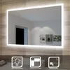 A well-lit bathroom mirror with integrated LED lighting, showcasing its features through icons and text overlays. Anteprima dell’immagine prodotto