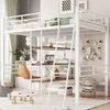 A loft bed with a desk and shelves, set up in a room with decorative items. Anteprima dell’immagine prodotto