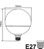 A technical drawing of a light bulb with dimensions and base type. Produktbild-Vorschau