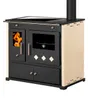 A freestanding wood-burning stove with an oven and a ceramic cooktop. Náhled obrázku produktu