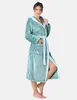 Bellivalini Damen Bademantel lang mit Kapuze und Gürtel Produktbild-Vorschau 4