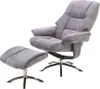 Relaxsessel mit Hocker - Hellgrau - Mikrofaserbezug - mit Produktbild-Vorschau 2