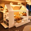 Flieks Kinderbett 90x200cm mit Led, Hausbett mit Fenster Produktbild-Vorschau 1
