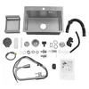 A collection of kitchen sink components laid out on a white background. Podgląd zdjęcia produktu