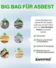 Marketing image for asbestos disposal bags, showing product features and benefits. Produktbild-Vorschau