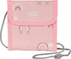 A pink pouch with a rainbow pattern and a lanyard. Podgląd zdjęcia produktu