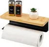 eluno Küchenrollenhalter mit Bambusablage zur Wandmontage - Produktbild-Vorschau 1