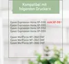 A list of compatible printers for a product, with a green header and a light green border. Produktbild-Vorschau