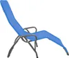 A blue chaise lounge chair with a gray metal frame, shown from the side against a white background. Produktbild-Vorschau