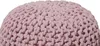 A close-up view of a pink knitted pouf. Náhled obrázku produktu