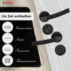 A product image showing door handles and their included accessories, with text detailing the contents of the set. Produktbild-Vorschau
