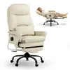 A beige ergonomic office chair is shown in two views: one upright and one reclined with a person sitting in it. Náhled obrázku produktu