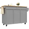 A gray kitchen island with a wooden countertop is shown from the side. Podgląd zdjęcia produktu