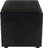 A black cube-shaped ottoman is shown from the front. Podgląd zdjęcia produktu