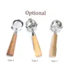 Three different types of portafilters for espresso machines, each with a wooden handle. Náhled obrázku produktu