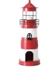 Laterne LEUCHTTURM rot weiß aus Metall Windlicht maritim Produktbild-Vorschau 1