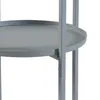 A close-up view of a gray metal plant stand with two circular shelves. Produktbild-Vorschau