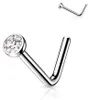 Nasenstecker Titan: Nasenpiercing Kristall Stecker gebogen Produktbild-Vorschau 1