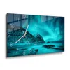 DEQORI Glasuhr 60x30 cm Zahlen 'Polarlichter in Norwegen' Produktbild-Vorschau 2