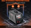 A welding machine with marketing overlays highlighting its features. Produktbild-Vorschau