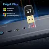 A Bluetooth adapter is shown plugged into a computer's USB port, with text overlays indicating compatibility. Produktbild-Vorschau