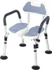 A shower chair with a backrest and armrests, designed for elderly or disabled individuals. Produktbild-Vorschau