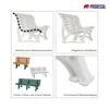 Collage of images showing different aspects and variations of a garden bench. Produktbild-Vorschau