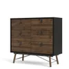 Rye Kommode 6 Schubladen mattschwarz, Walnuss Nachbildung. Produktbild-Vorschau 3