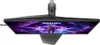 Top-down view of a gaming monitor with a vibrant, futuristic wallpaper displayed. Produktbild-Vorschau