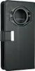 A black book-style phone case with a circular camera cutout and a magnetic closure. Náhled obrázku produktu