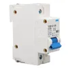 A close-up, side view of a white and blue electrical circuit breaker mounted on a DIN rail. Anteprima dell’immagine prodotto