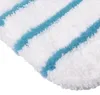 A close-up view of a white microfiber cleaning pad with blue stripes. Produktbild-Vorschau
