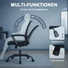 A diagram illustrating the multi-functional features of an ergonomic office chair, showing different reclining angles and adjustment mechanisms. Produktbild-Vorschau