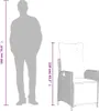 A diagram showing the dimensions of a chair next to a silhouette of a person. Produktbild-Vorschau