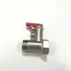 A close-up studio shot of a brass pressure relief valve with a red handle, set against a plain white background. Produktbild-Vorschau
