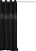 A black curtain with a sparkling crystal pattern hanging from a curtain rod. Podgląd zdjęcia produktu