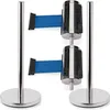 2x Abgrenzungspfosten + 2x Absperrband blau Edelstahl Produktbild-Vorschau 1