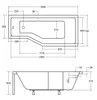 Technical drawing with dimensions of a bathtub. Produktbild-Vorschau