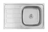 A top-down view of a stainless steel kitchen sink with a drainer. Produktbild-Vorschau