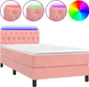 vidaXL Letto a molle con materasso e LED rosa 100x200 cm in Anteprima dell’immagine prodotto 1