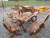 Rustikale Gartenmöbel SI-OP aus geflammtem Holz – Tisch + 2 Produktbild-Vorschau 3