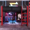 Hochbett mit LED-Beleuchtung, Gaming Bett mit Schreibtisch, Produktbild-Vorschau 3