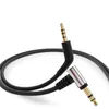 A black audio cable with two gold-plated 3.5mm jack connectors, one straight and one angled. Anteprima dell’immagine prodotto