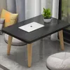 A low coffee table with a laptop and a potted plant on it, placed near a window with cushions in the background. Produktbild-Vorschau