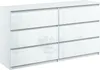 A white high-gloss dresser with six drawers. Produktbild-Vorschau