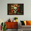 Leinwandbild Bunter Totenkopf mit Blumen 120x80 Feeby Bunt Produktbild-Vorschau 2