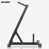 A black metal weight plate stand is shown against a white background. Produktbild-Vorschau