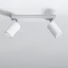A white ceiling light fixture with two adjustable spotlights is mounted on a white ceiling. Náhled obrázku produktu