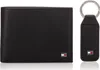 A black leather wallet and a black leather keychain with a silver ring are displayed side-by-side on a white background. Náhľad obrázku produktu
