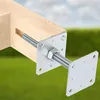A close-up of a metal post support attached to a wooden beam, set against a blurred background of green grass and a blue sky. Produktbild-Vorschau